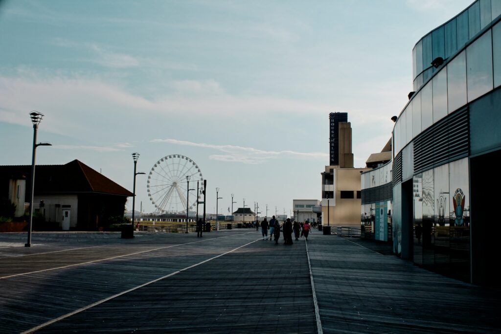 An early summer morning on the Atlantic City Boardwalk in NJ

